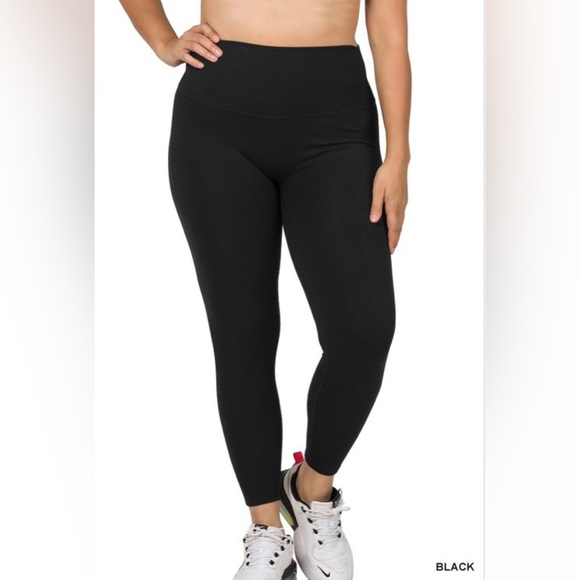 Zenana Outfitters Pants - 3X PLUS SIZE BLACK ATHLETIC HIGH WAISTED FULL LENGTH LEGGINGS